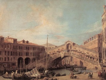 Gran Canal El Puente de Rialto Desde el Sur Canaletto Venecia Pinturas al óleo